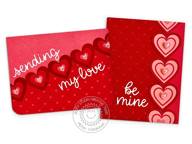 Sunny Studio Stamps Valentine's Day Heart Love-Themed Cards using Gift Card Envelope & Quilted Hearts Metal Cutting Dies