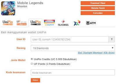 Cara Beli Diamonds Mobile Legends di Unipin