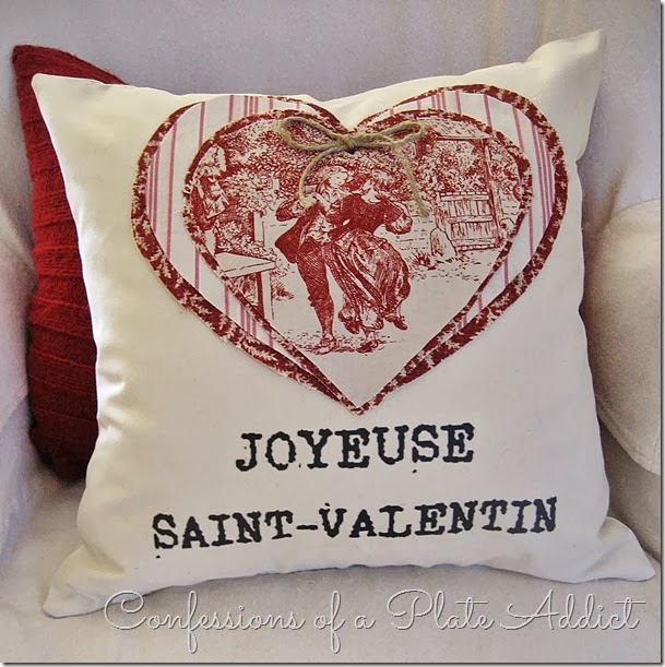 CONFESSIONS OF A PLATE ADDICT Vintage French Valentine Pillow CONFESSIONS OF A PLATE ADDICT Vintage French Valentine Pillow