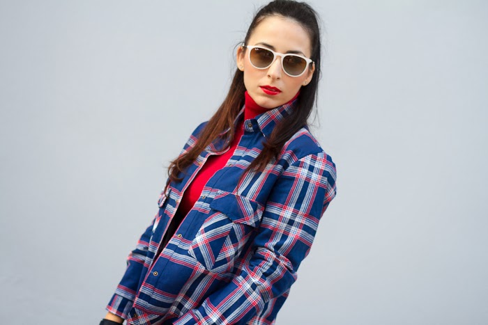 Streetstyle Fashion Checked Shirt and Pop of Red