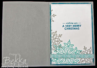 Beautiful Festive Flurries Christmas Card by UK based Stampin' Up! Demonstrator Bekka Prideaux - make sure you check out her blog!