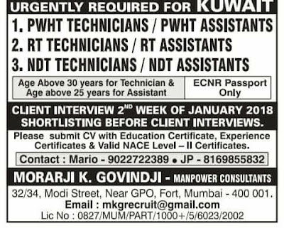 Urgent Job recruitment for KUwait
