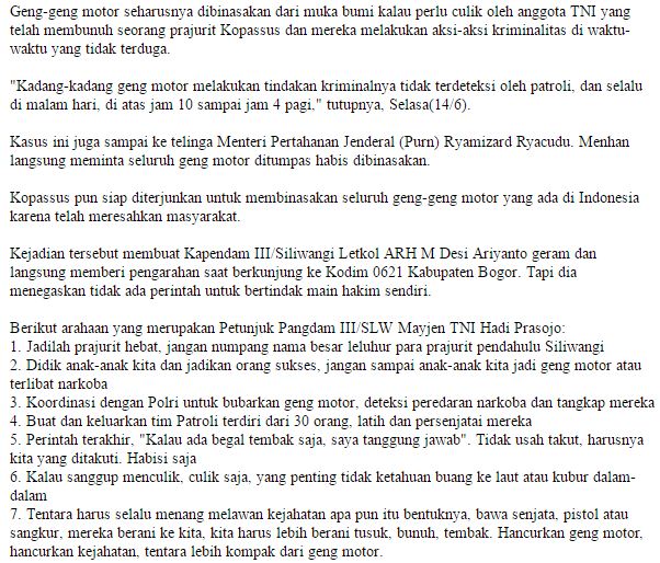 Nyari Gara Gara Dengan Koppasus Seluruh Geng Motor Di Indonesia Bakal Di Habisi Semua Tanpa Sisa ! - Commando