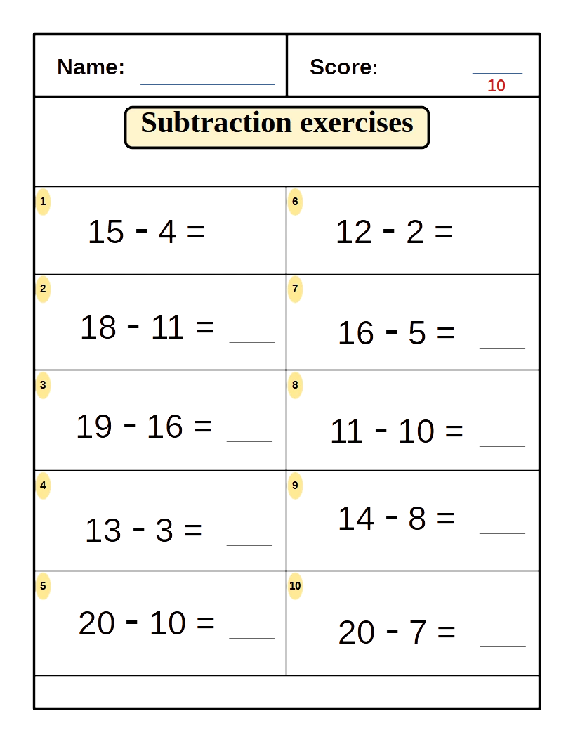 Subtraction for Kids Ages 4-8