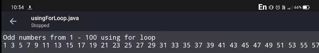 display odd numbers from 1 to 100 in java using for loop