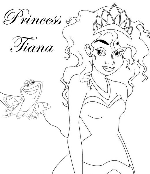 Printable Disney Princess and The Frog Coloring Pages Cartoon Kids title=