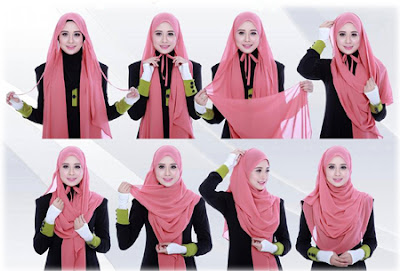 Tutorial Bergambar Cara Pakai Shawl Bertali. Cara Menggayakan Tudung Shawl. Shawl Pelbagai Gaya Mudah Dipakai