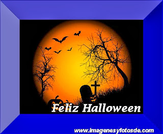 Feliz Halloween con Cementerio y Murcielagos