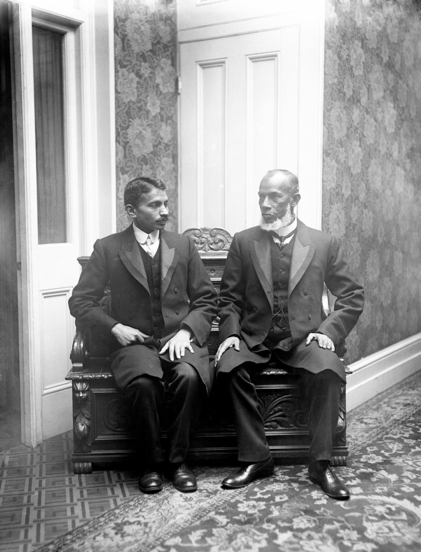 Mahatma Gandhi with a Friend in South Africa as Part of a Delegation of British Indians