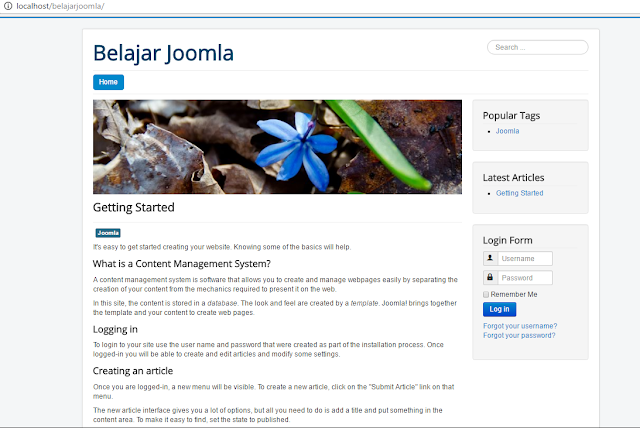 halaman awal web joomla setelah di instal