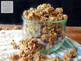 Nutty Granola Recipe | by Life Tastes Good is a healthy mixture of nuts and grains that makes a hearty start to your day, but is also a tasty snack on its own! #SundaySupper #BackToSchool