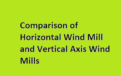 Comparison of Horizontal Wind Mill and Vertical Axis Wind Mills