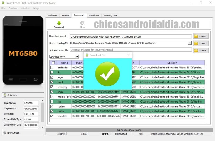 Instalar stock ROM móvil MediaTek con SP Flash Tool