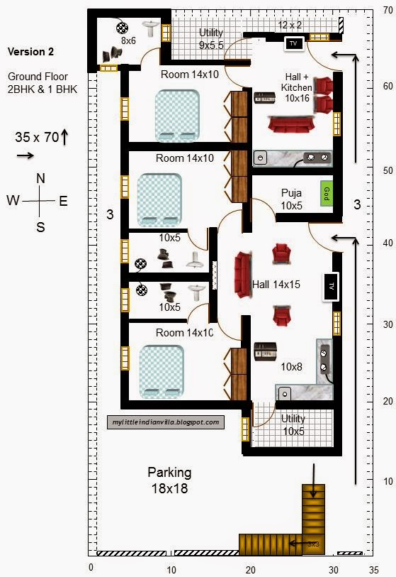 40 X 70 South Facing  House  Plans 