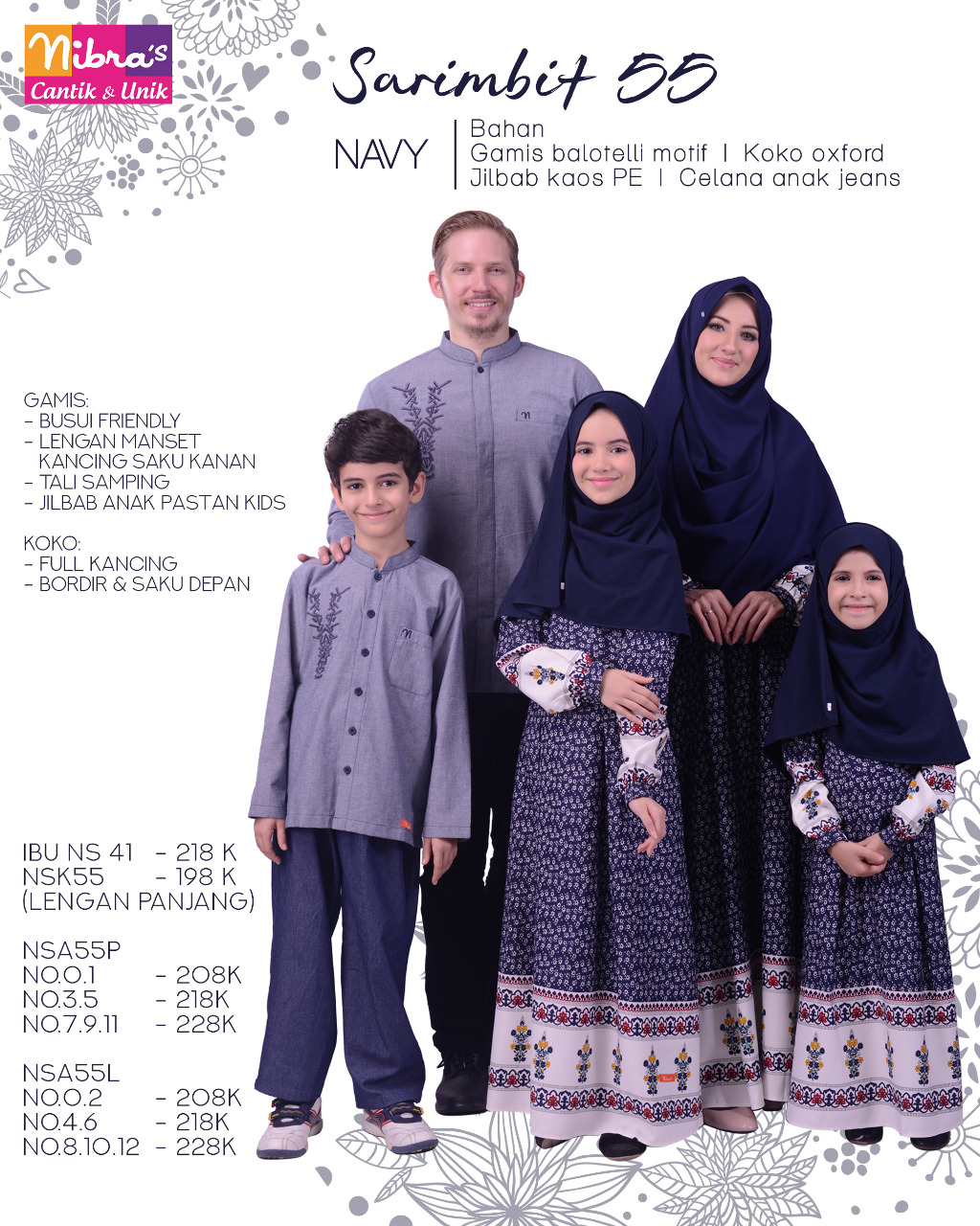 KOLEKSI TERBARU SARIMBIT NIBRAS FAMILY 55 NAVY