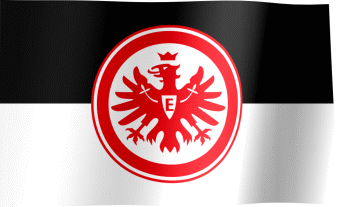 The waving fan flag of Eintracht Frankfurt with the logo (Animated GIF)