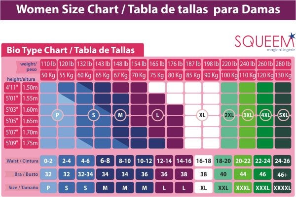womens dress size chart by weight height