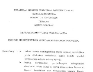 Guru Tak Boleh Jadi Anggota Komite Sekolah, Permendikbud Nomor 75 Tahun 2016