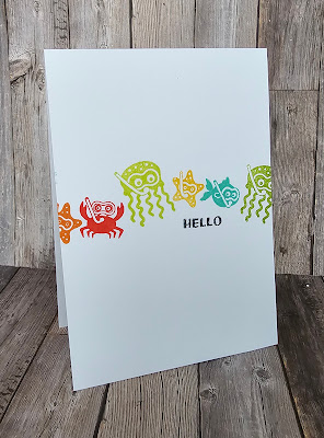 Submarine life stampin up quick easy simple stamping fun bright hello card