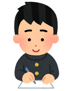 紙に何かを書く人のイラスト（男子学生）