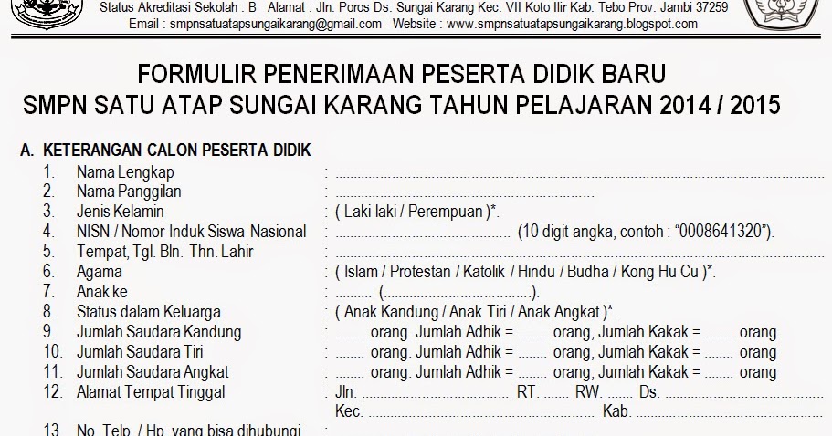 Contoh Biodata Anak Smp - Contoh SR