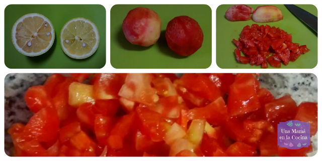 Limón, Tomate de pera troceado ensalada de tomate y aguacate