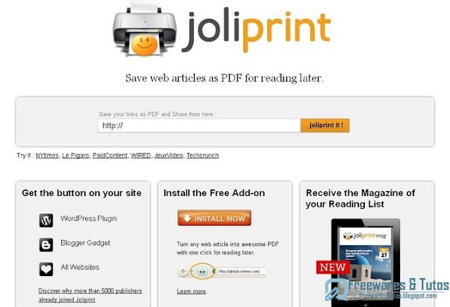 Joliprint : un service en ligne pratique pour sauvegarder les pages web en PDF et n'imprimer que le strict nécessaire