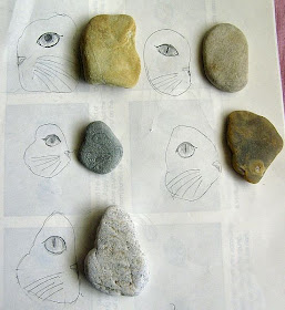 cats, stones, unpainted, rocks, design, sketch, idea