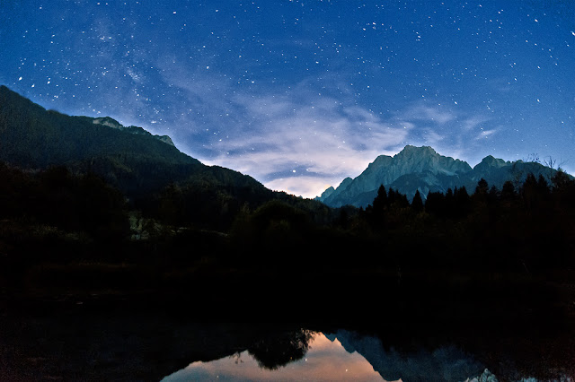 Lo stagno di Zelenci e le Ponce, viste di notte
