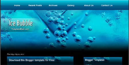 Ice Bubble Dark Blue Blogger Template