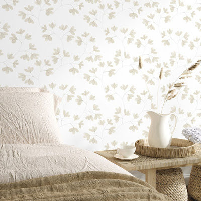 Papel Pintado Hojitas Beige 261