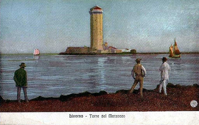 Old postcard, Torre del Marzocco, Livorno