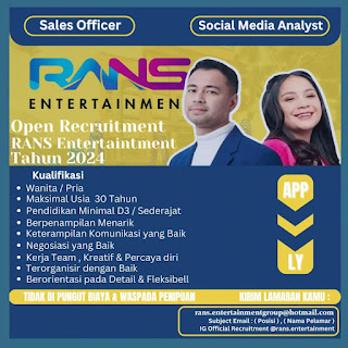 loker rans entertainment sosial media analis dan sales officer