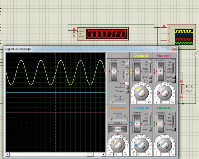 Sine wave and vsm counter in proteus