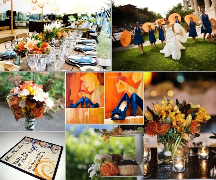 Loving this blue and orange colour scheme Perfect for Autumn weddings