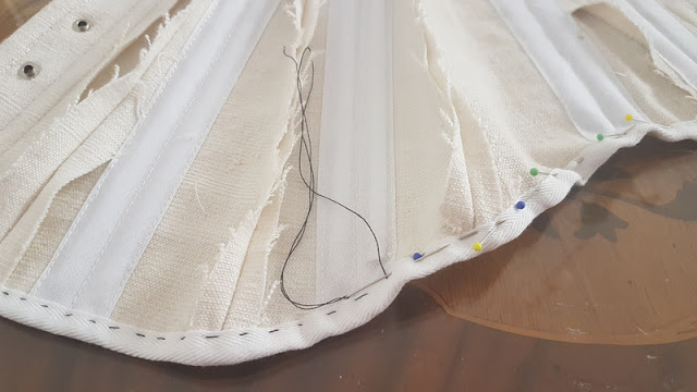 twill tape sewn onto the edwardian corset