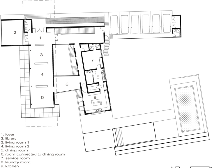 Second floor plan of Modern contemporary CT House in Mexico