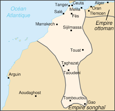 Map of Saadian Empire, Morocco