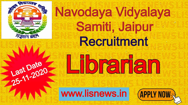 Librarian at Navodaya Vidyalaya Samiti, Jaipur Region