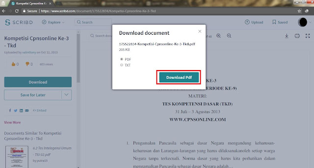 Klik Download lalu Pilih Format yang diinginkan