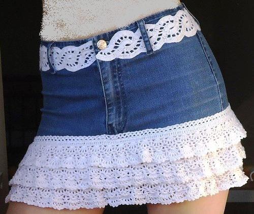 Шьем юбку из старых джинс.  Sew the skirt of old jeans.