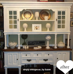 Before and After Hutch makeover - Pure White ( Annie Sloan Chalk Paint )