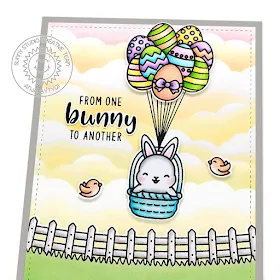 Sunny Studio Stamps: Chickie Baby Frilly Frame Dies Chubby Bunny Floating By Fluffy Cloud Border Dies Easter Card by Anja Bytyqi