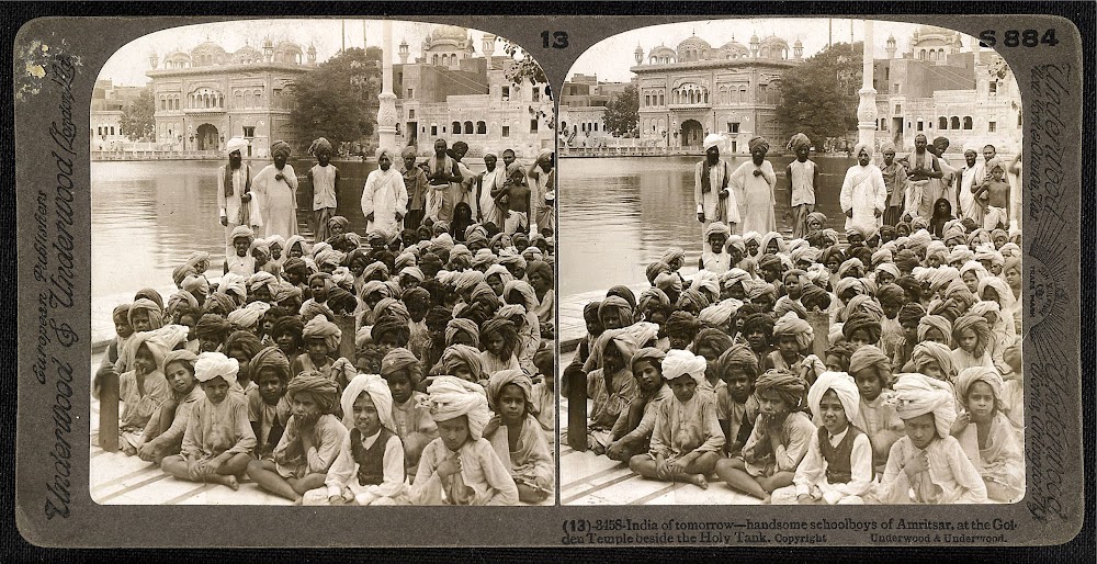 Schoolboys at the Golden Temple at Amritsar in the Punjab - c. 1903