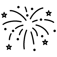 Fireworks black and white outline drawing