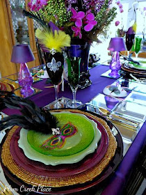 Mardi Gras 2014 tablescape at Plum Creek Place