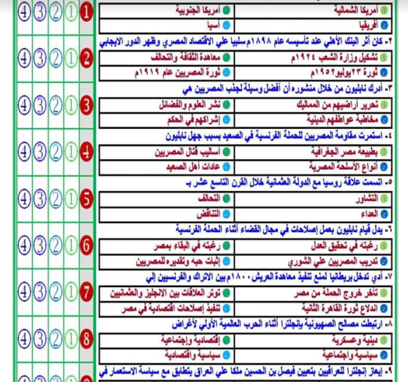 80 سؤال بنظام البابل شيت في التاريخ للصف الثالث الثانوي