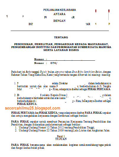 Contoh Perjanjian Kerjasama Lembaga Pendidikan Dengan Instansi Pemerintah Secercah Ilmu