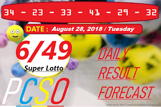 August 28, 2018 6/49 Super Lotto Result 6 digits winning number combination