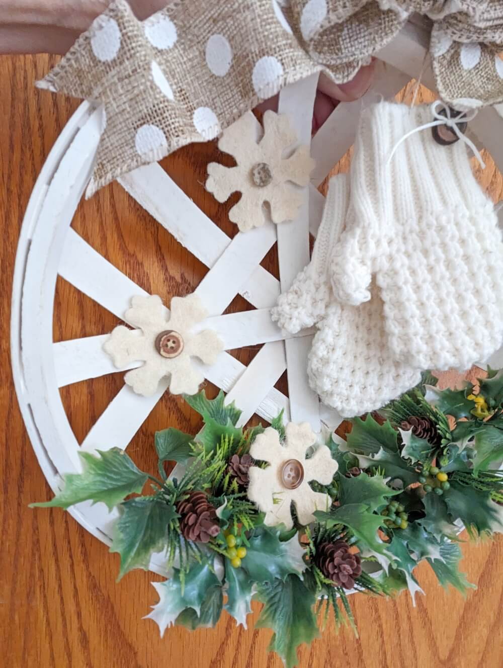 Repurposed Basket Winter Wreath
